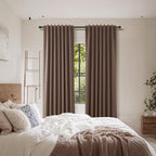 Cappuccino 100% Blackout Linen Curtains 108 Inch Length 2 Panels Set - Image 8