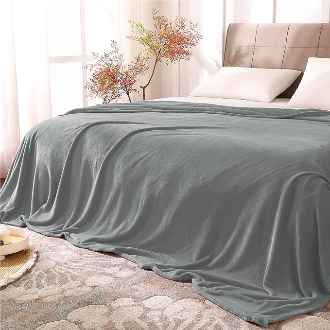 BEDELITE Fleece Blanket Soft Plush King Size Bed Blanket Grey 108"x90" | Ultra by BEDELITE