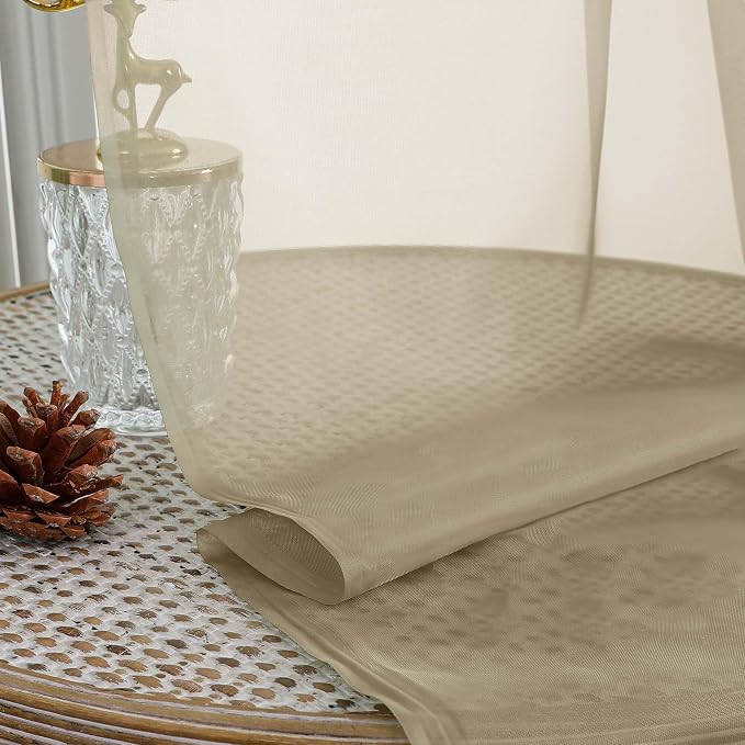 Chyhomenyc Taupe Sheer Curtains 96 Inches Long 2 Panels, Light Filtering Taupe - Image 7