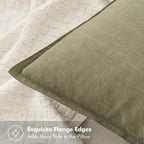 MIULEE Decorative Linen Euro Sham Pillow Covers 24x24 Light Olive Green | Boho - Image 2
