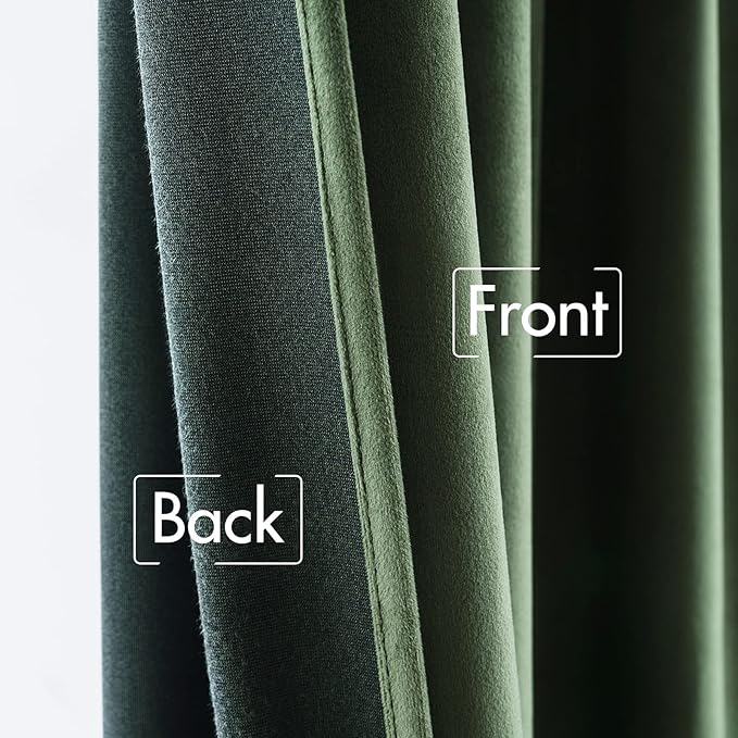 MIULEE Velvet Curtains 52x108 inches 2 Panels Olive Green Blackout Curtains | - Image 6