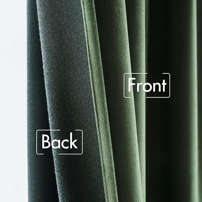 MIULEE Velvet Curtains 52x72 inches 2 Panels Olive Green Blackout Curtains | - Image 6