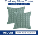 MIULEE Corduroy Decorative Throw Pillow Covers 16x16 Teal Green Pack of 2 | - Image 6