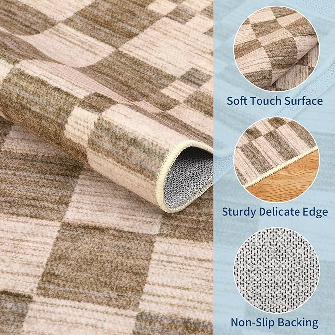 GarveeHome 2.5x8 Checkered Kitchen Runner Rug - Image 5