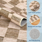 GarveeHome 8x10 Area Rugs Geometric Washable Modern Brown Checkered Rug | - Image 6