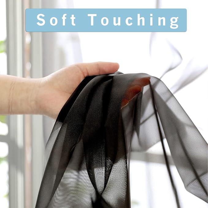 Black Sheer Curtains, Bedroom - Image 3
