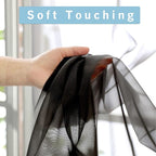 Black Sheer Curtains 144 inch Extra Long, Elegant and Airy Drapes Translucent - Image 3