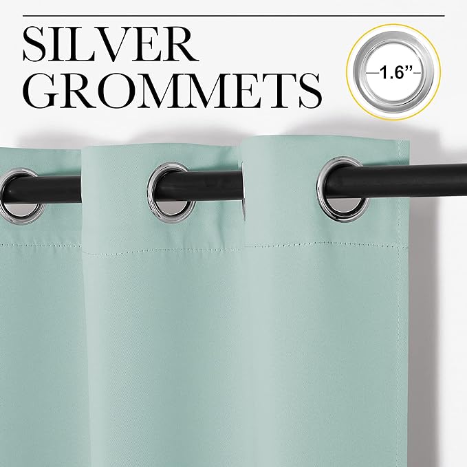 NICETOWN Aqua Blue Thermal Insulated Curtains Blackout Draperies, Window - Image 3