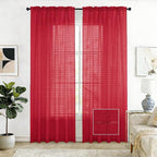 SpaceDresser Check Sheer Curtains 90 Inches Long by SpaceDresser