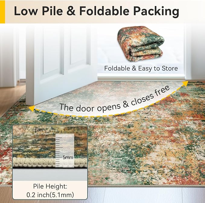 RELEANY Washable 2'x3' Abstract Area Rug - Image 5