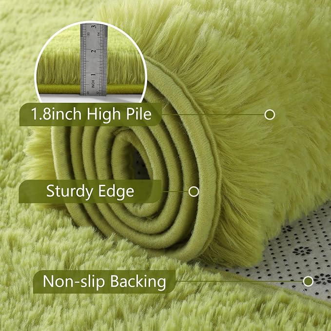 6x9 Large Green Fluffy Soft Area Rug Non-Slip - Image 6
