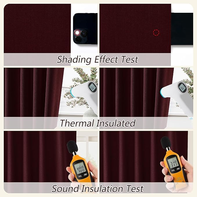 100% Blackout Curtains 108 Inch Length 2 Panels Set - Image 5