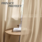 RYB HOME Linen Semi Sheer Curtains - Image 3