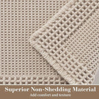 RESARE Waffle Bath Mat for Bathroom Non Slip Bathroom Rugs 24x36 Pale Beige | - Image 2