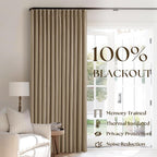 Light Brown Pleated Linen 100% Blackout Curtains 90 Inches Long - Image 3