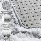 8x10 Area Rugs for Living Room, Fluffy White and Grey Geometric Bedroom Rug | - Image 4