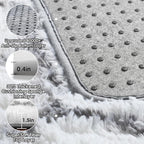 Area Rugs for Bedroom Living Room, 4x6 Fluffy White and Grey Geometric Rug | - Image 4