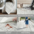 5x7 Washable Area Rug for Living Room Bedroom: Non-Slip Modern White Gray | - Image 5