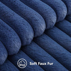 decorUhome Fall Faux Fur Throw Pillow Covers 24x24 Set of 2 Navy Blue | - Image 2