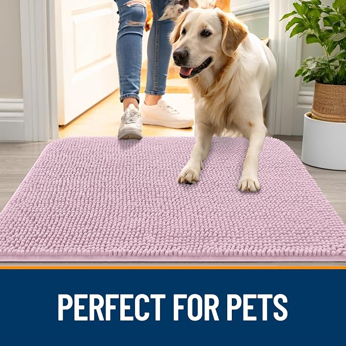 OLANLY Dog Door Mat for Muddy Paws 59x32, Super Absorbent Chenille Mud Mat | - Image 6