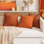 MIULEE Decorative Linen Pillow Covers 18x18 Inch Rust | Boho Farmhouse​ ​Fall - Image 7