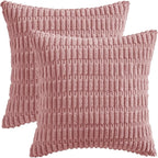 MIULEE Corduroy Decorative Throw Pillow Covers 20x20 Blush Pink Pack of 2 | - Image 6