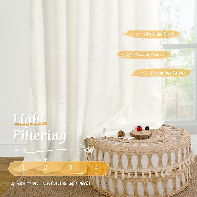 Light Filtering Linen Curtains 54 Inches Long - Image 4
