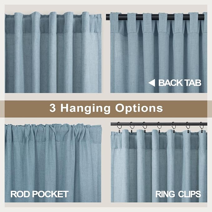 Pitalk 102 Length Curtains for Living Room Dinning 2 Panels Back Tab Pocket - Image 5