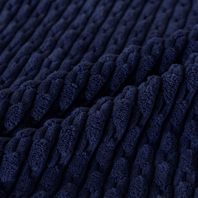 Set of 4 Navy Blue Decorative Throw Pillow Covers 22x22 Inch Corduroy Pillow - Image 4