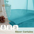 Turquoise Sheer Curtains for Living Room Decor 84 Inches Long 2 Pcs, Light - Image 8