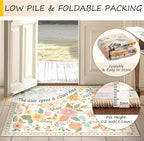 RELEANY Floral Washable 3x5 Area Rugs Beige/White/Orange | Flower Carpet Print - Image 5