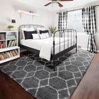 8x10 Area Rugs for Living Room, Fluffy Grey and White Bedroom Geometric Rug | - Image 6