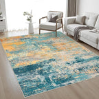 Area Rug Living Room: 4x6 Modern Washable Soft Carpet Rosy Haze | by FXRHLP