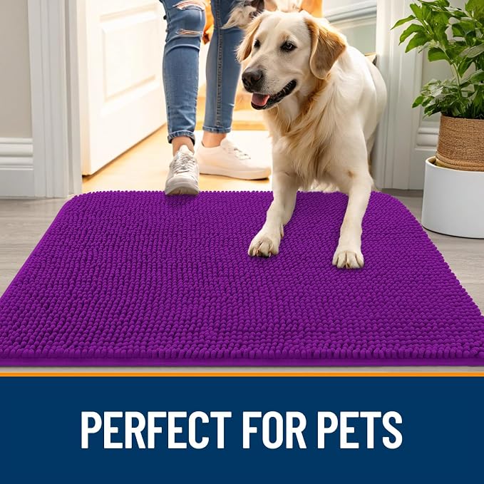 OLANLY Dog Door Mat for Muddy Paws 48x30, Super Absorbent Chenille Mud Mat | - Image 6