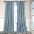 Pitalk Stone Blue Linen Blend Sheer Curtains Back Tab 52 Width by 90 Length Set by Pitalk