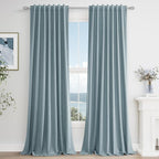 100% Blackout Linen Curtains 90 Inch Length 2 Panels Set by Guken