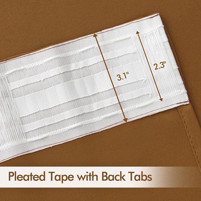 MIULEE Golden Brown Back Tab Blackout Curtains 52x90 Inch Long 2 Panels Set | - Image 4