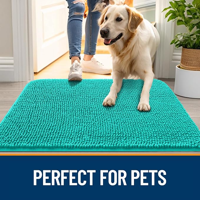 OLANLY Dog Door Mat for Muddy Paws 59x35, Super Absorbent Chenille Mud Mat | - Image 6