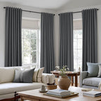 Blazer Grey 100% Blackout Linen Curtains 120 Inch Length 2 Panels Set - Image 8