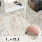 2x3 Washable Entryway Rug: Modern Abstract Soft Carpet Brown Beige | - Image 6