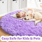 Amdrebio Purple Fluffy Round Circle Area Rug 4Ft - Image 2
