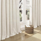 Warm Beige Linen Curtains 63 Inches Long 2 Panel Sets - Image 8