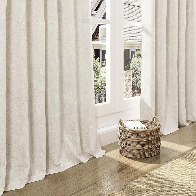 Warm Beige Linen Curtains 108 Inches Long - Image 8