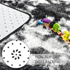 Noahas 4x6 Tie-Dyed Black and White Fluffy Area Rug Non-Slip - Image 6