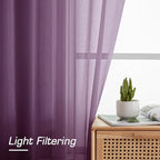 Plum Sheer Curtains, Sheer Curtains 84 Inches Long 2 Panels Set, Rod Pocket - Image 4
