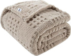 90x90 Inch Brown Waffle Queen Blanket by LUSSENAHOME