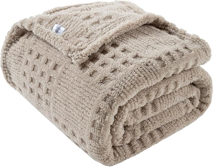 90x90 Inch Brown Waffle Queen Blanket by LUSSENAHOME