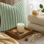 decorUhome Fall Faux Fur Throw Pillow Covers 12x20 Set of 2 Sage Green | - Image 9