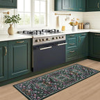 PLHXFR 2x6 Washable Runner Rug：Floral Indoor Kitchen Carpet Dark Green | - Image 6