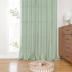 YoungsTex Sage Linen Curtains 63 Inch Length, Light Filtering Window Drapes - Image 8